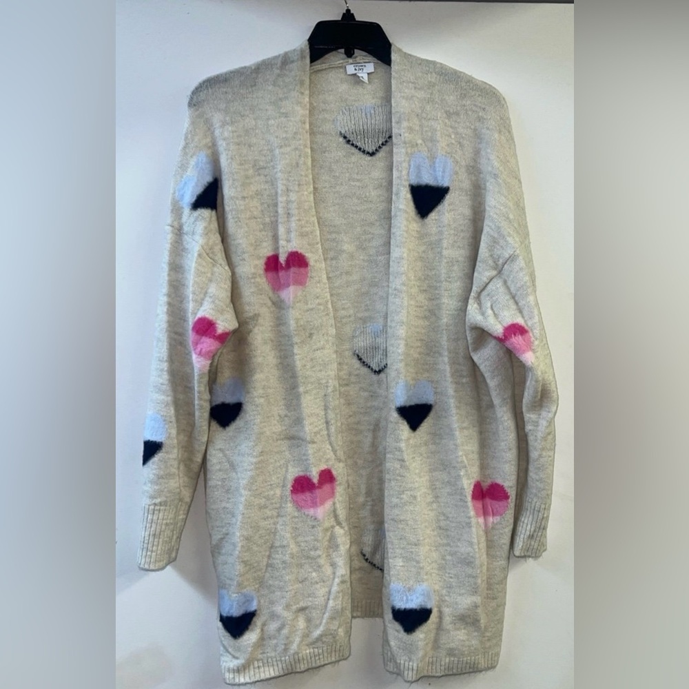 Heart Patterned Cardigan Sweater size XL